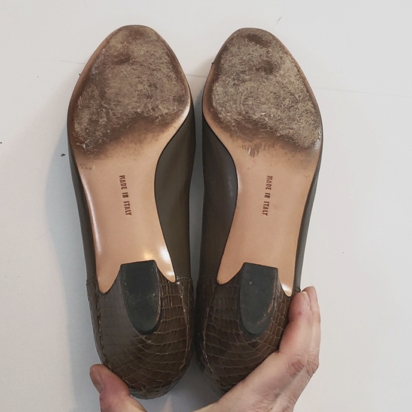 Vintage Ferragamo heels olive green shoes, sz 8 - Picture 5 of 10